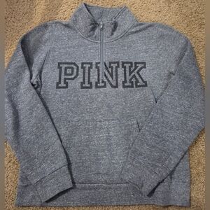 PINK Victoria's Secret Large Half Zip Spellout Sweatshirt